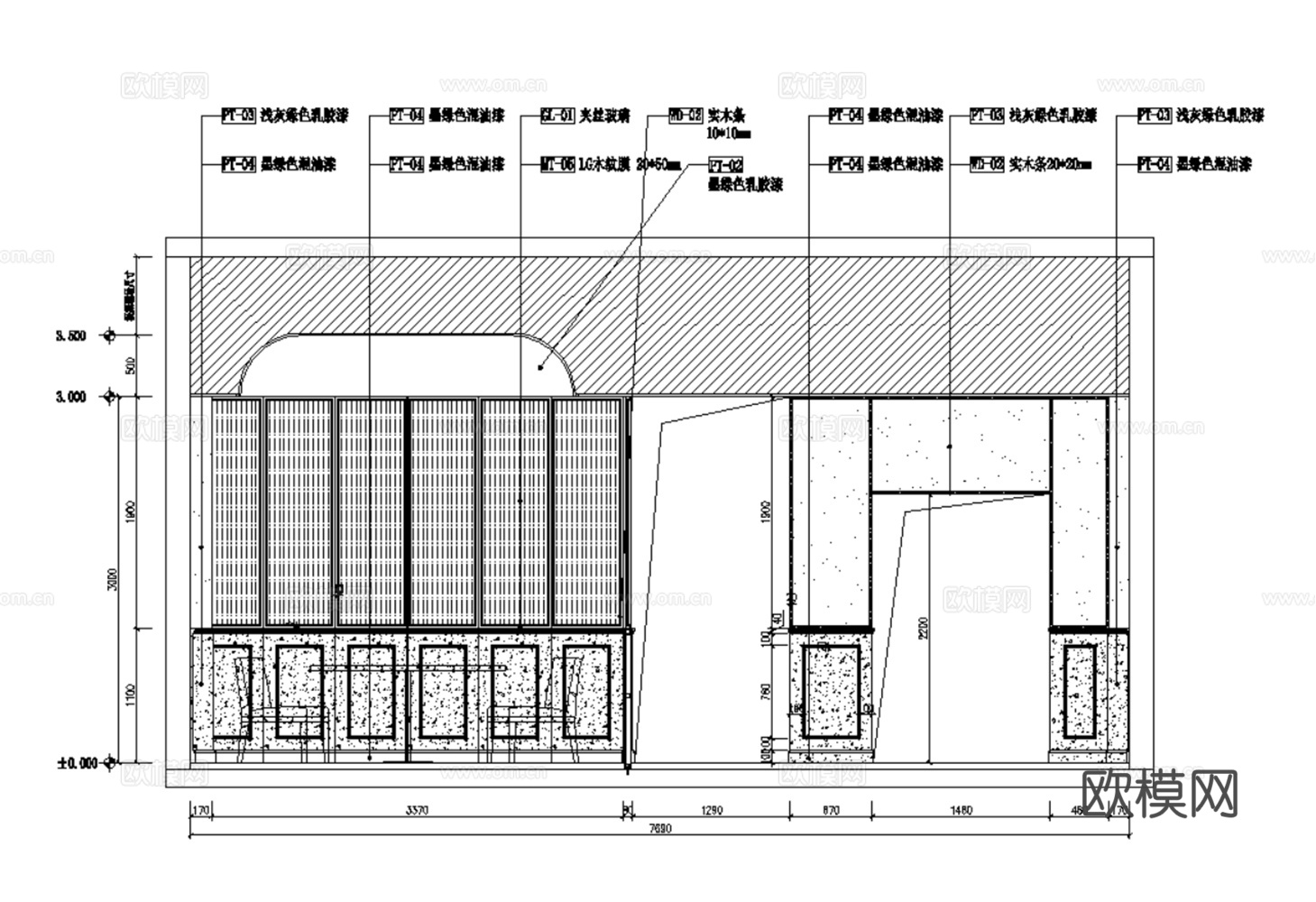 8套茶餐厅室内装饰装修CAD施工图效果图cad施工图