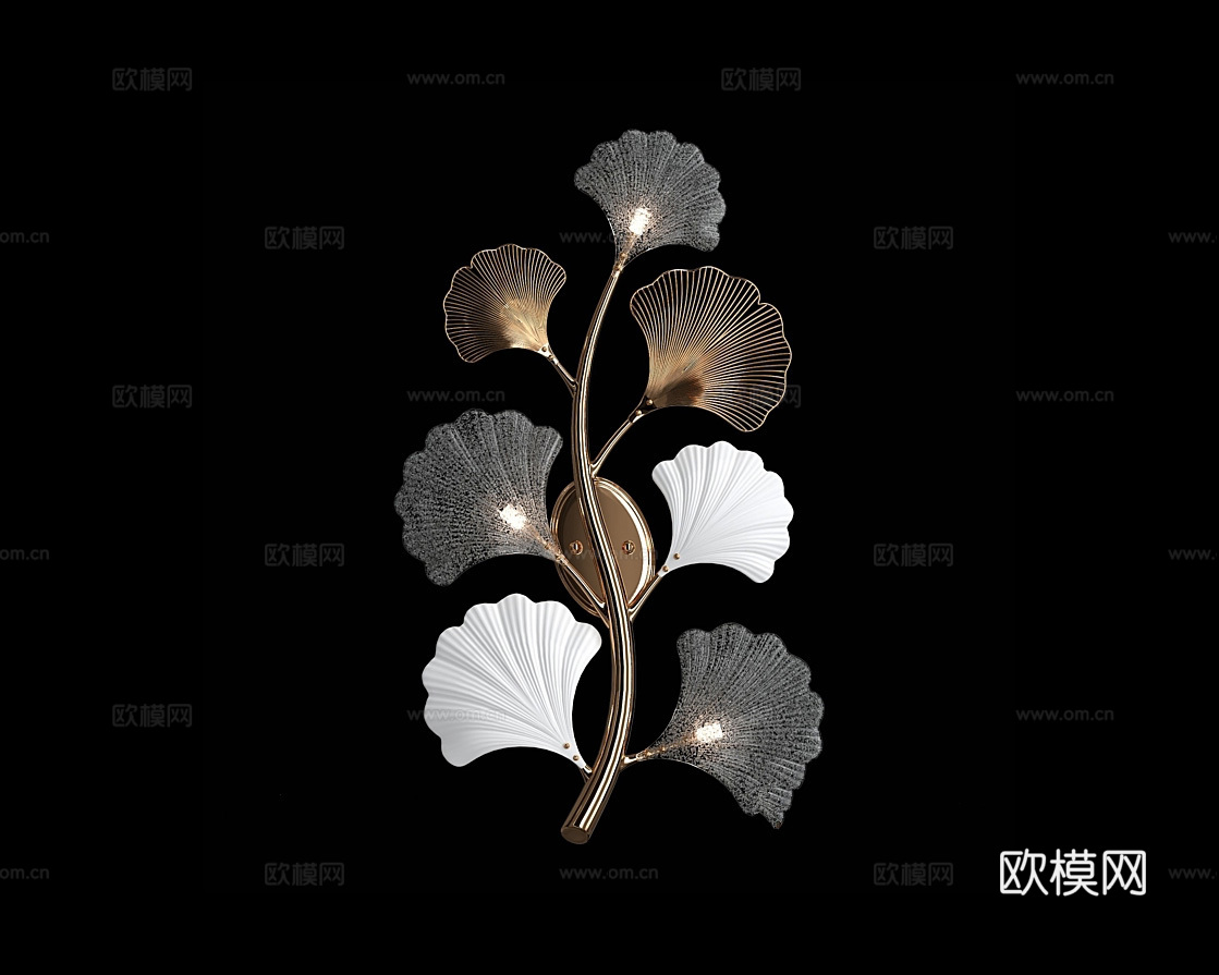 Cloyd 轻奢叶子壁灯3d模型下载（渲染图1）