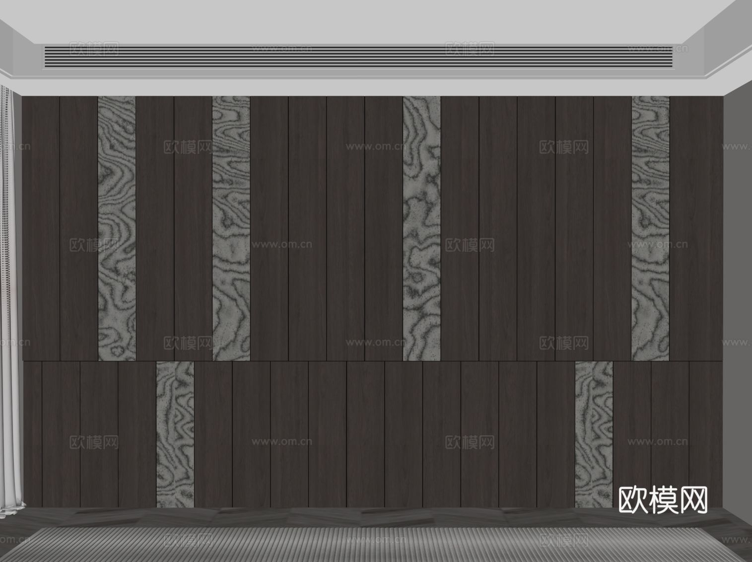 现代意式背景墙 床头背景墙su模型