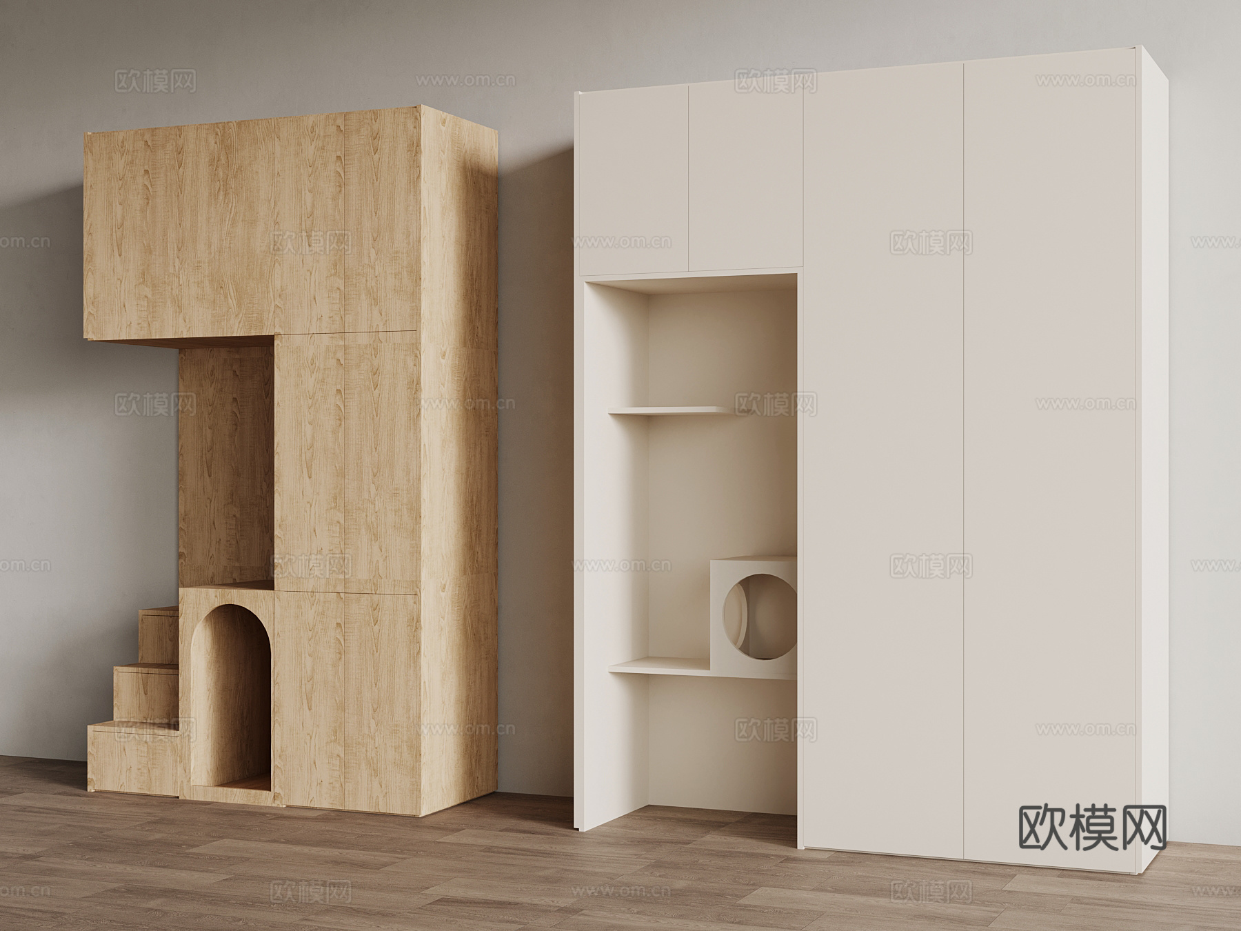 现代宠物柜 猫爬架su模型