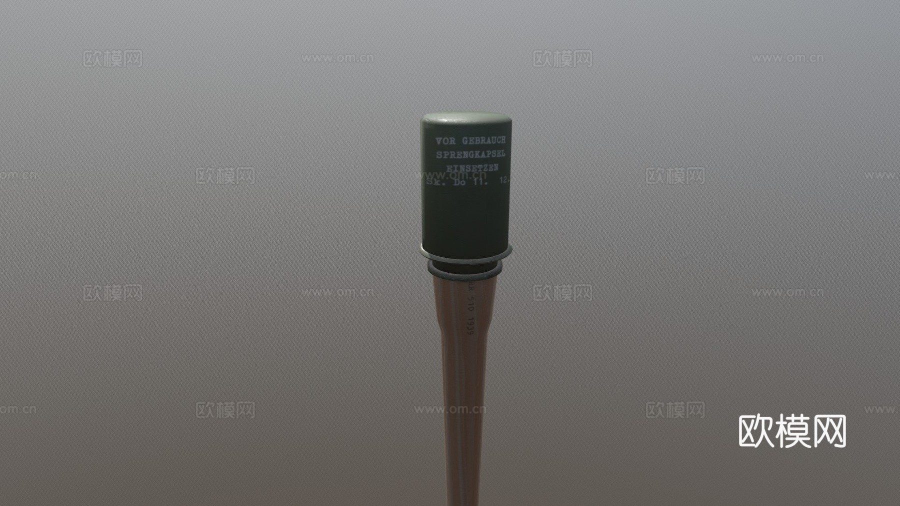 柄式手榴弹3d模型下载（渲染图1）