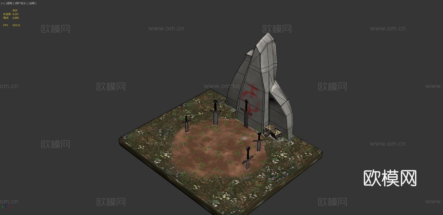 陨落剑士纪念碑3d模型下载（渲染图4）