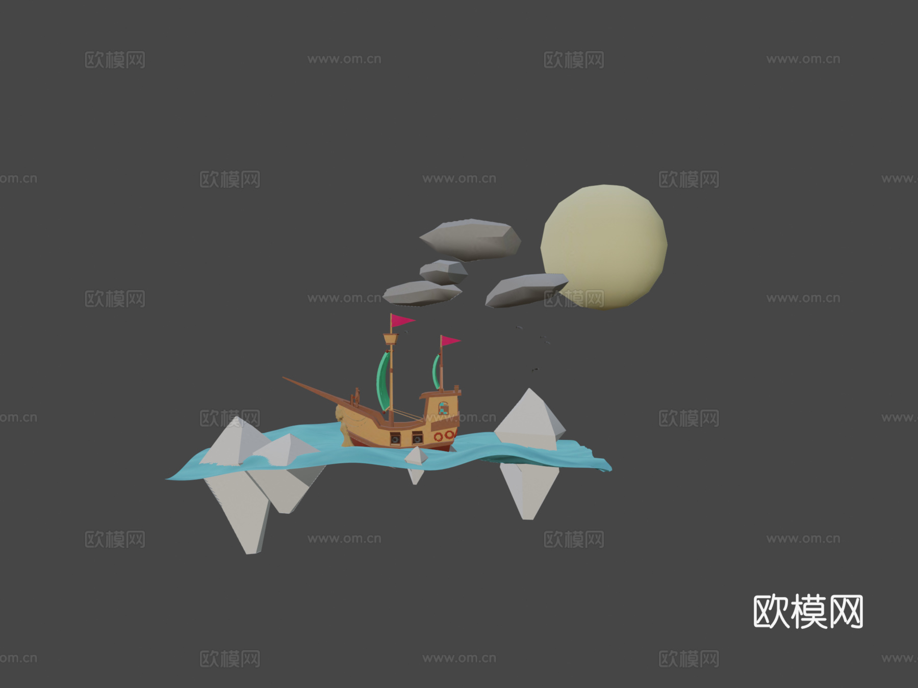 海船3d模型下载（渲染图6）