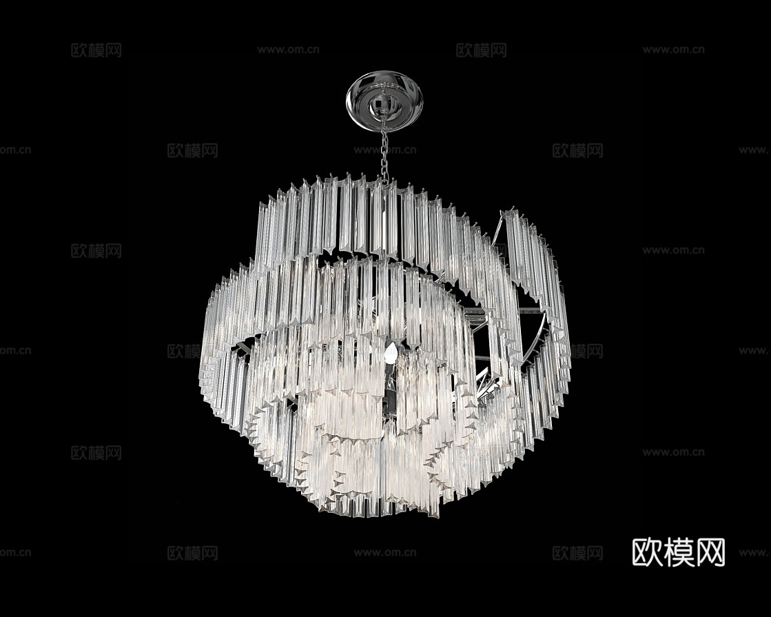 Cloyd 奢华水晶吊灯3d模型下载（渲染图2）