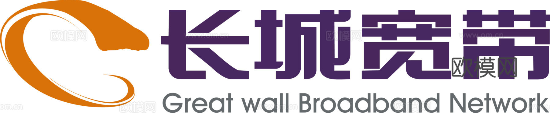 长城宽带，电信通讯logo