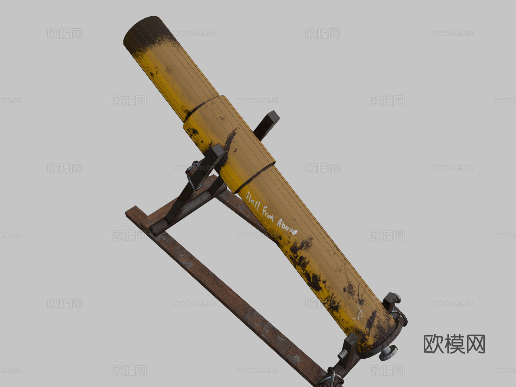 迫击炮3d模型下载（渲染图2）