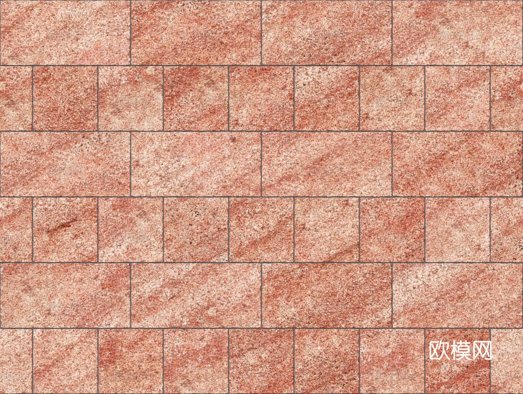 暗红色红色砂岩石板-宽窄间隔错缝42