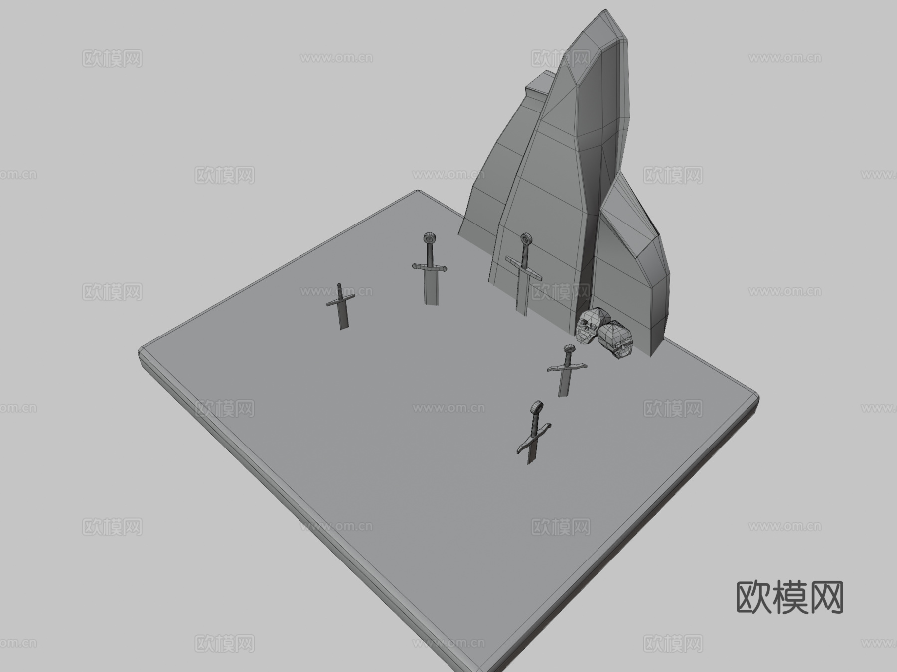 陨落剑士纪念碑3d模型下载（渲染图3）