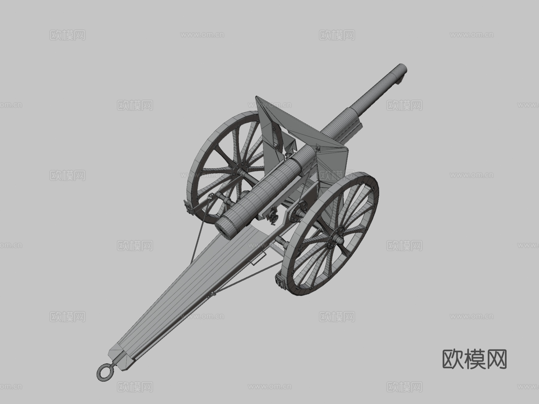 普托1897型75毫米3d模型下载（渲染图3）