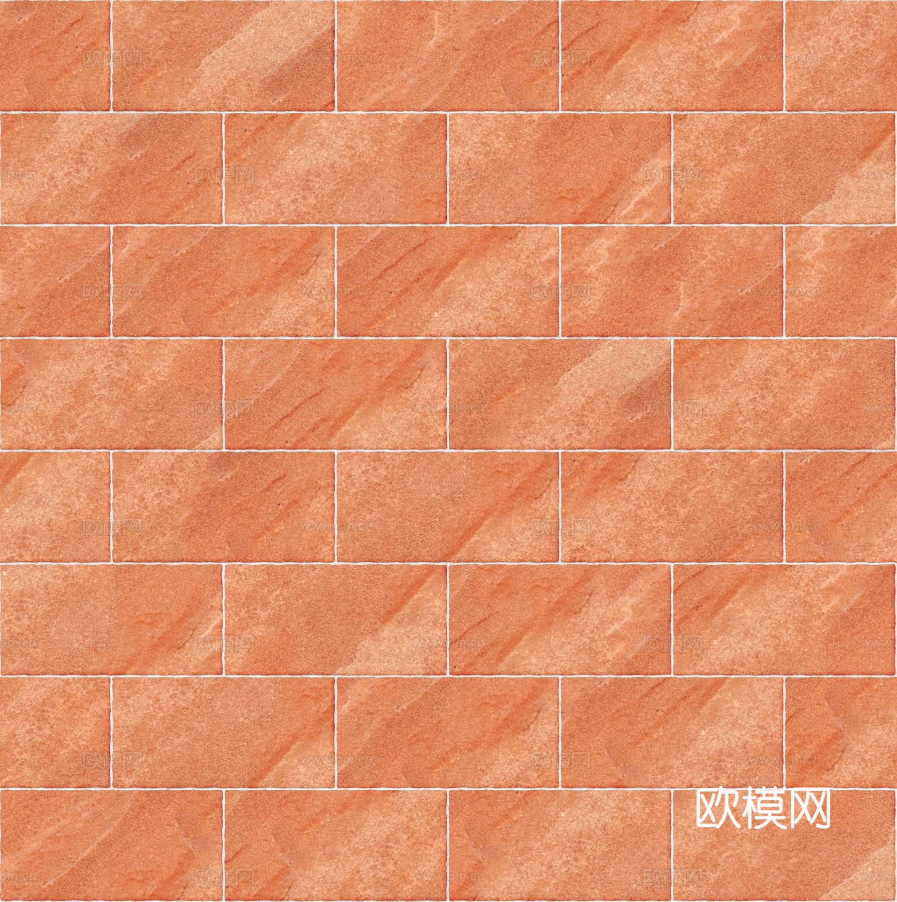 暗红色红色砂岩石板-矩形错缝-横向49