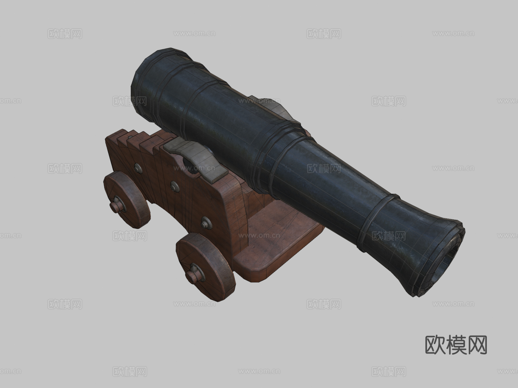 简易加农炮3d模型下载（渲染图2）