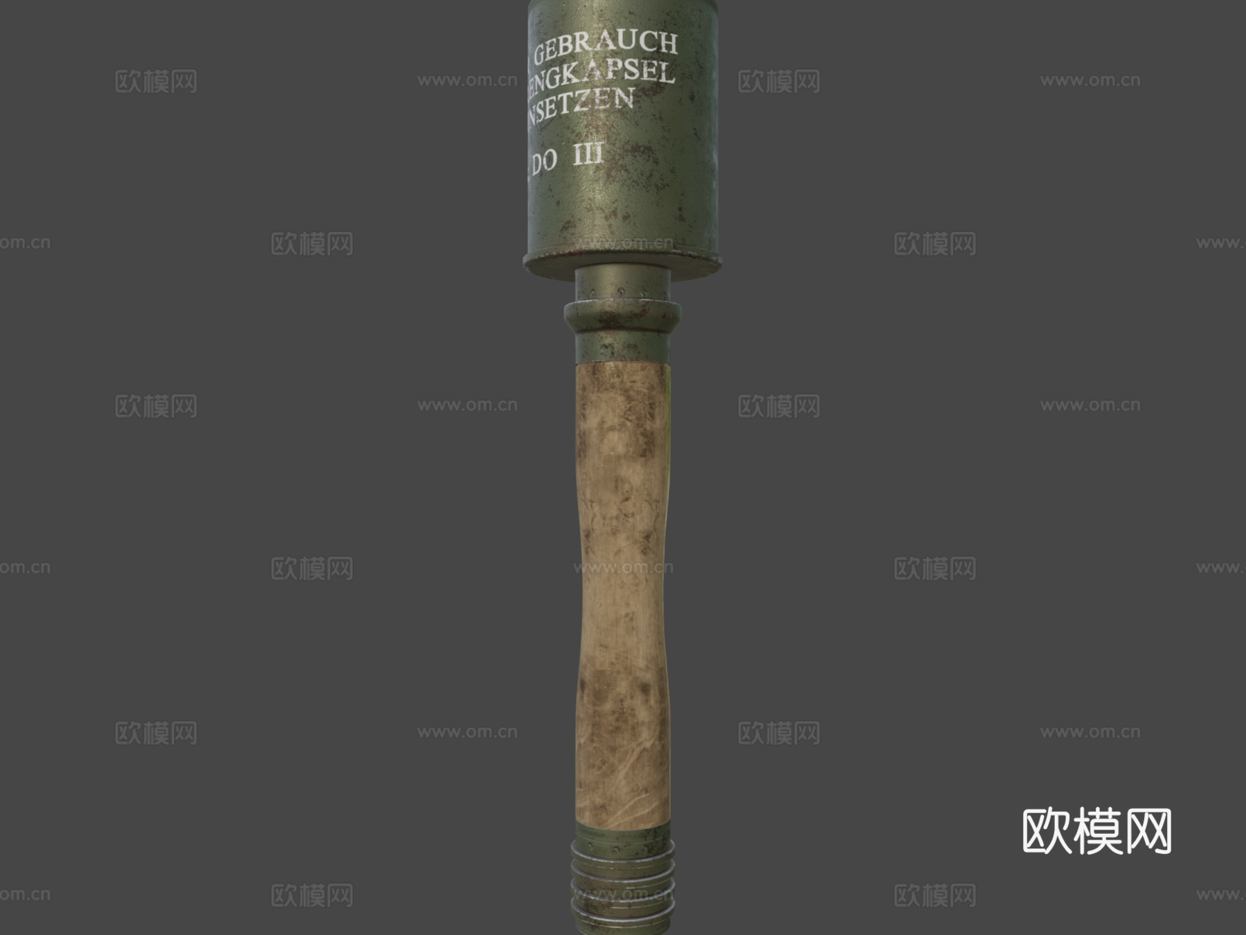 木柄手榴弹3d模型下载（渲染图6）