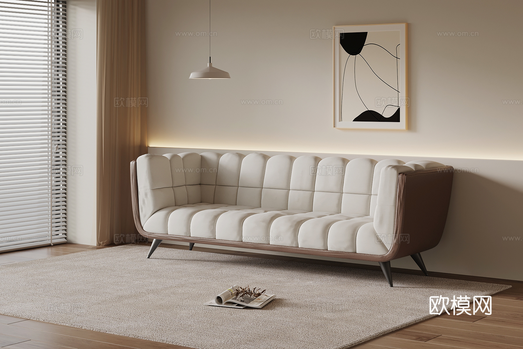 现代多人沙发 休闲沙发su模型