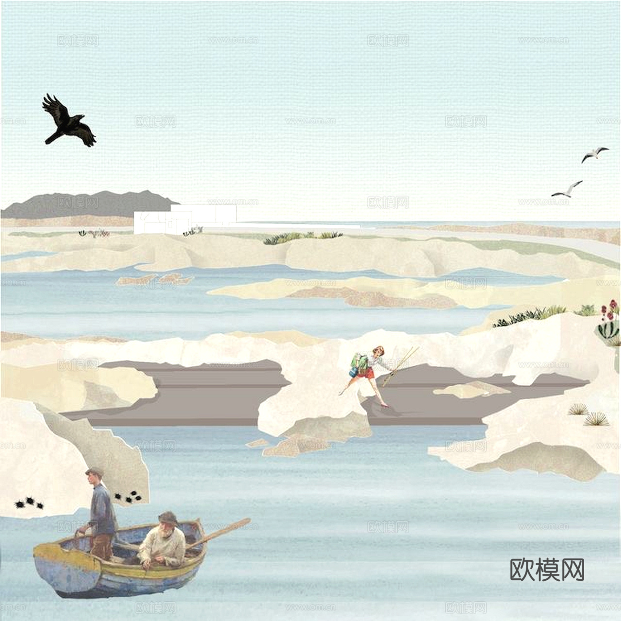 中式新中式挂画壁画水墨字画山水花鸟背景墙壁纸装饰画抽象画油画下载