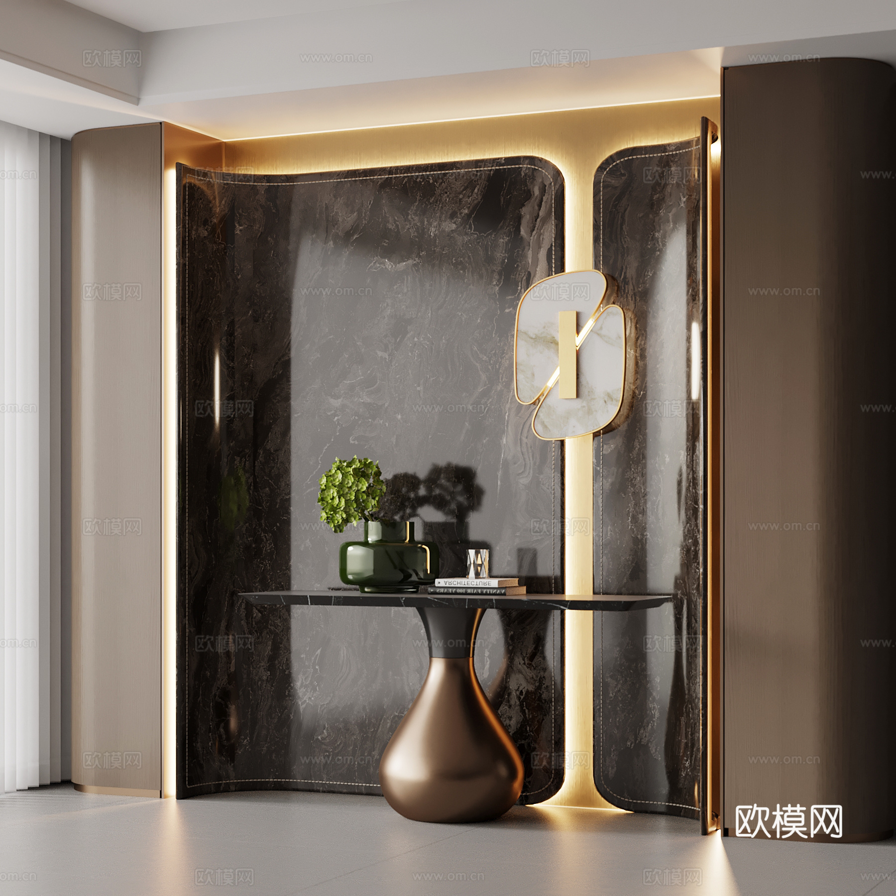 现代玄关 边柜 端景柜su模型