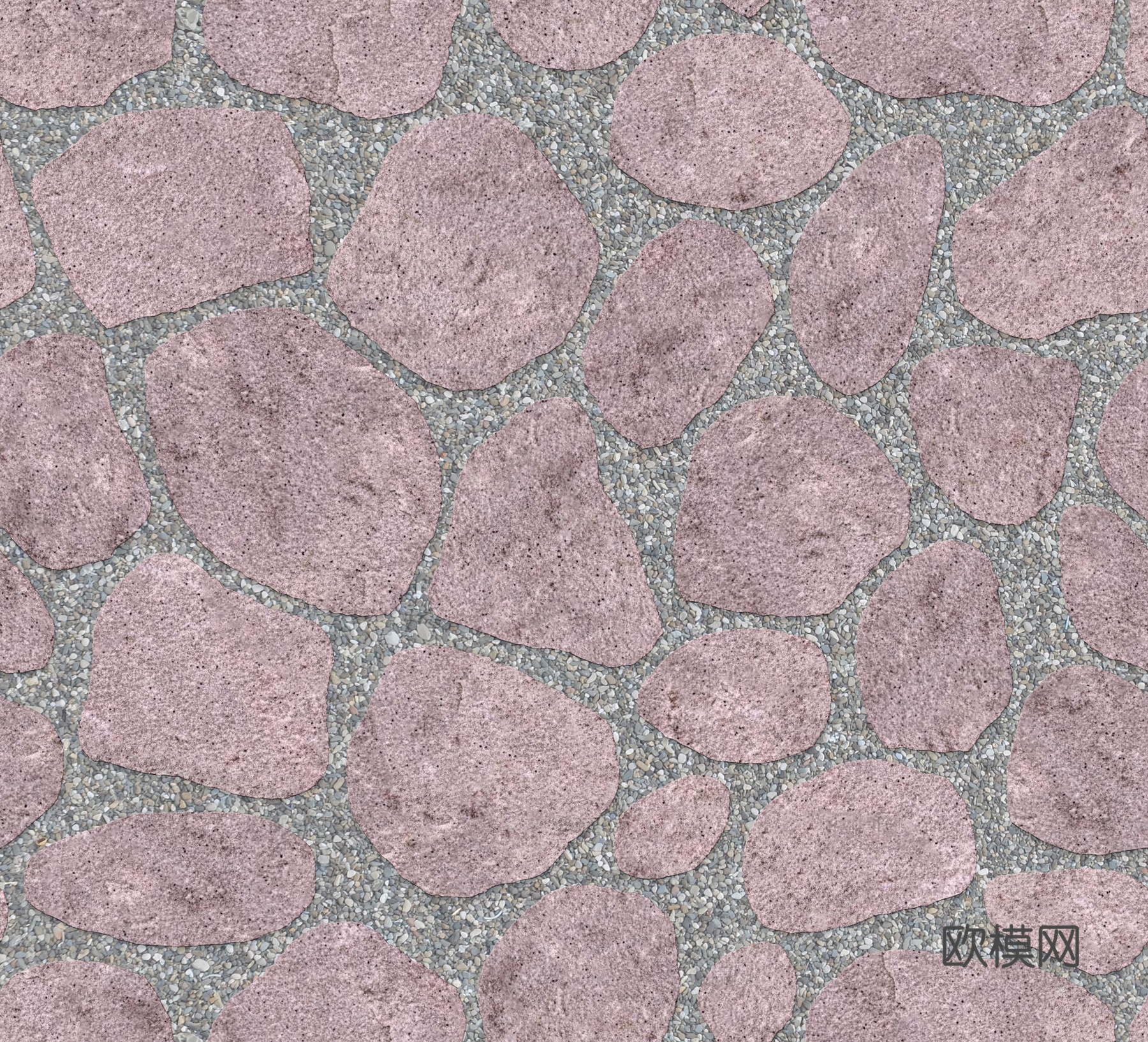 红色砂岩石材铺地-卵形石材铺地-石材嵌鹅卵石铺地4
