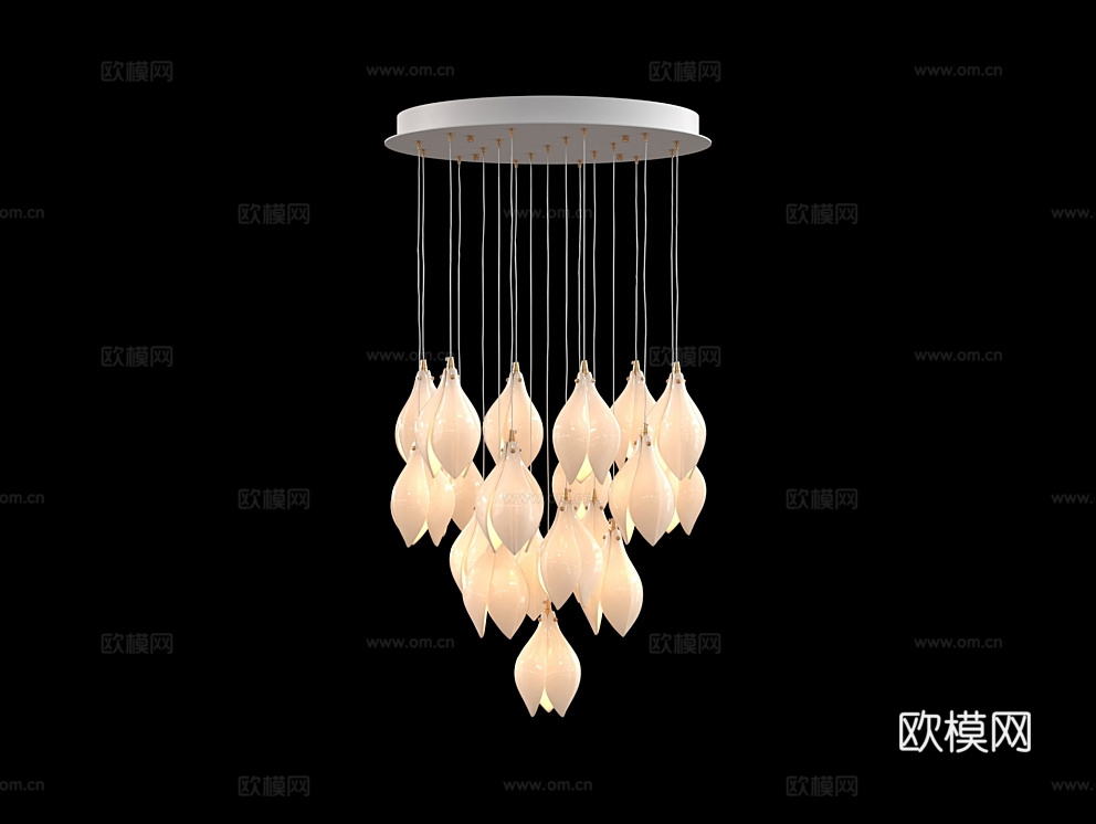 Cloyd 吸顶灯 花朵吊灯3d模型下载（渲染图2）