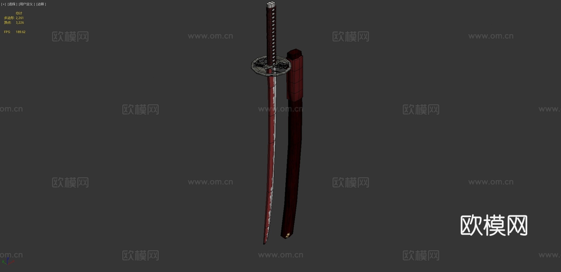 武士刀红羽3d模型下载（渲染图4）