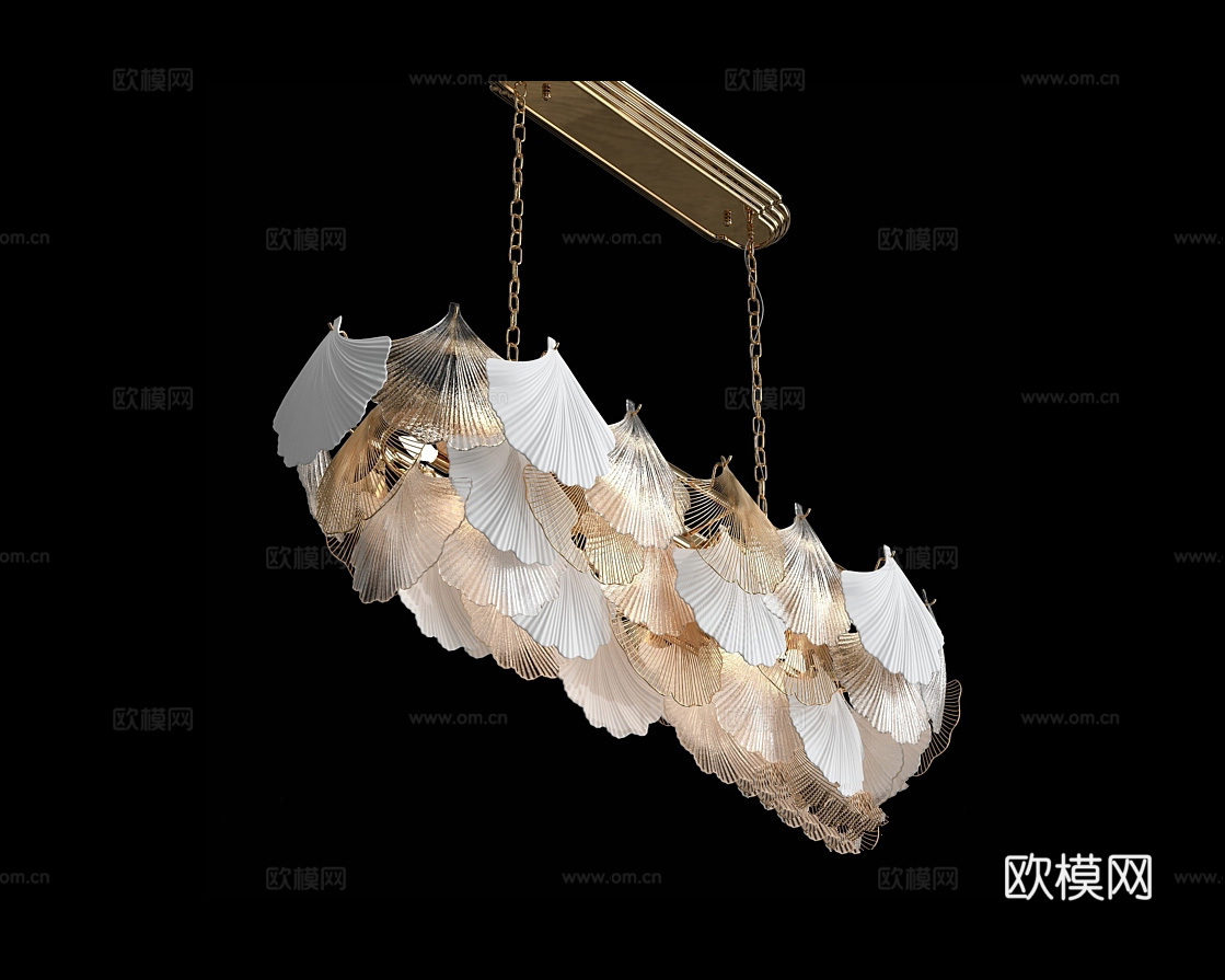 Cloyd 轻奢叶子吊灯3d模型下载（渲染图2）