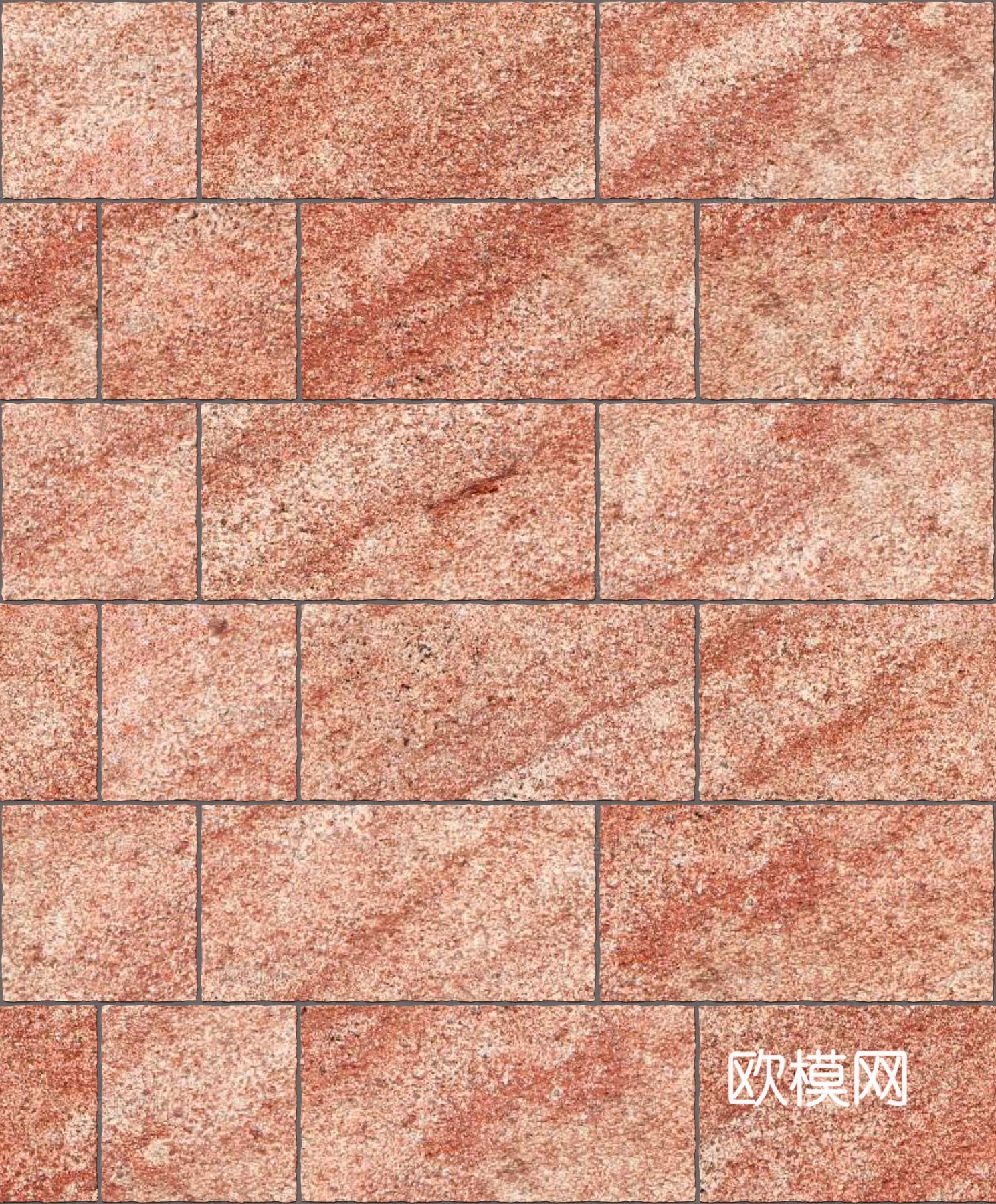 暗红色红色砂岩石板-宽窄间隔错缝49