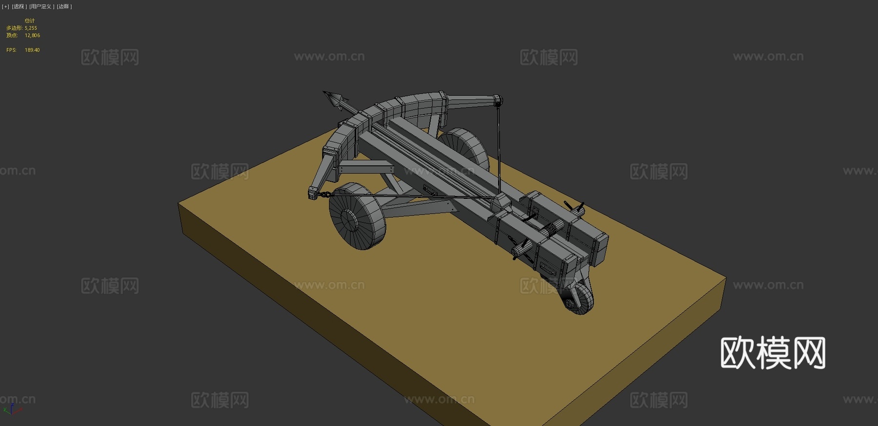 弩炮3d模型下载（渲染图4）