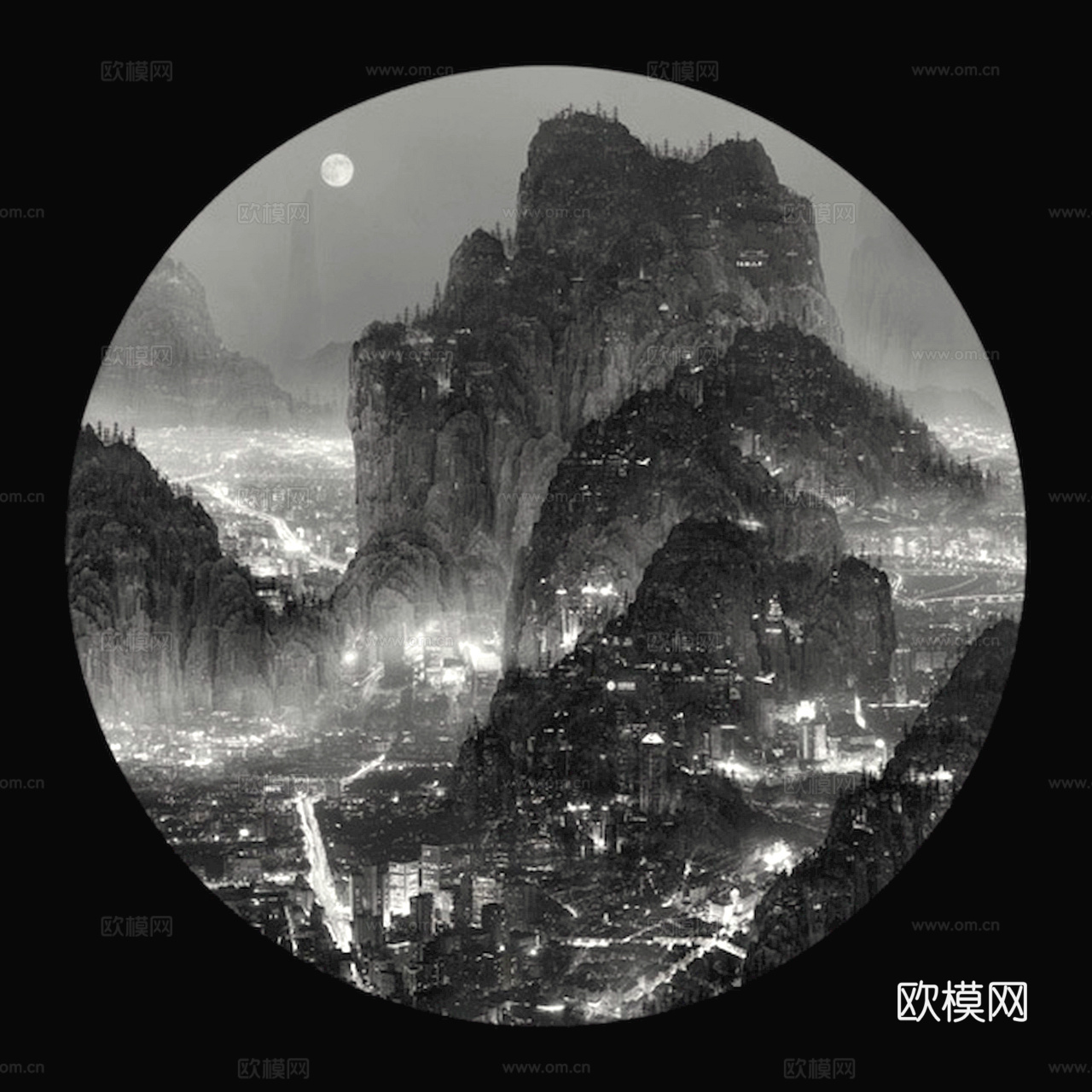 中式新中式挂画壁画水墨字画山水花鸟背景墙壁纸装饰画抽象画油画下载