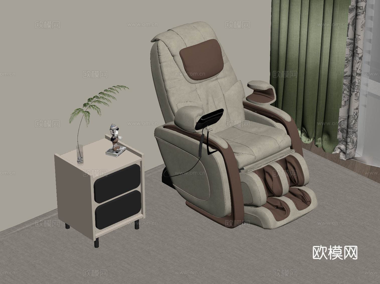 现代按摩椅 皮革椅su模型