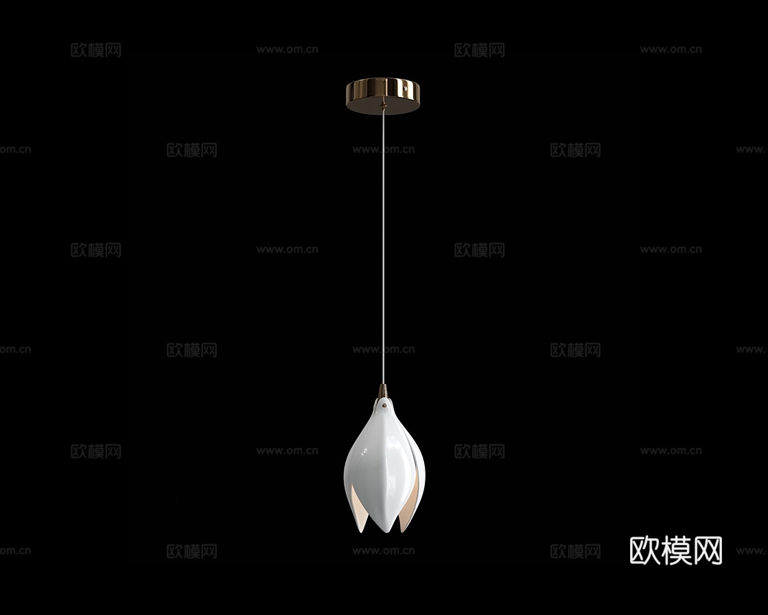 Cloyd 轻奢花苞吊灯3d模型下载（渲染图1）