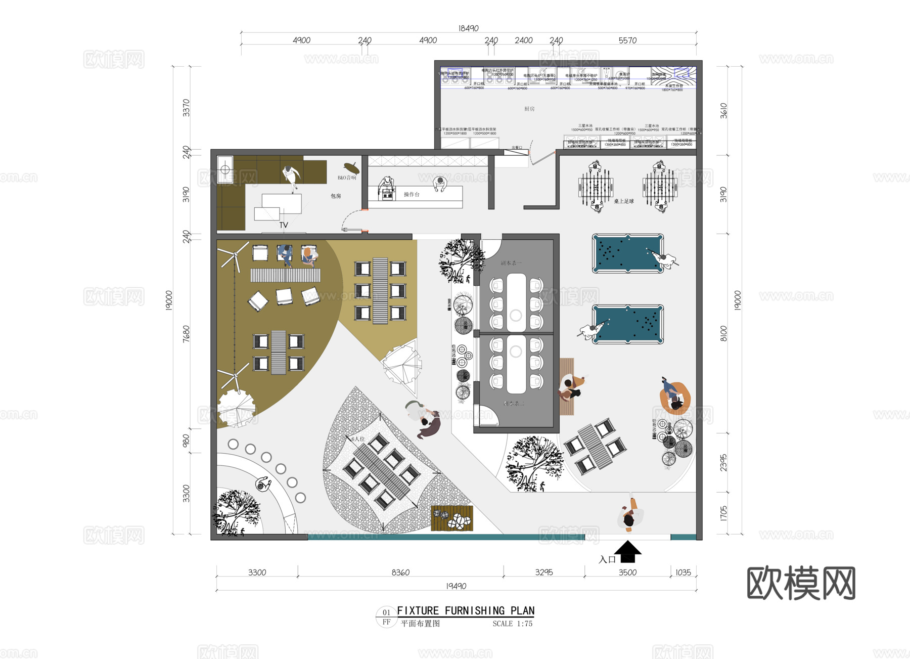 露营风酒吧 最新平面施工图合集cad施工图