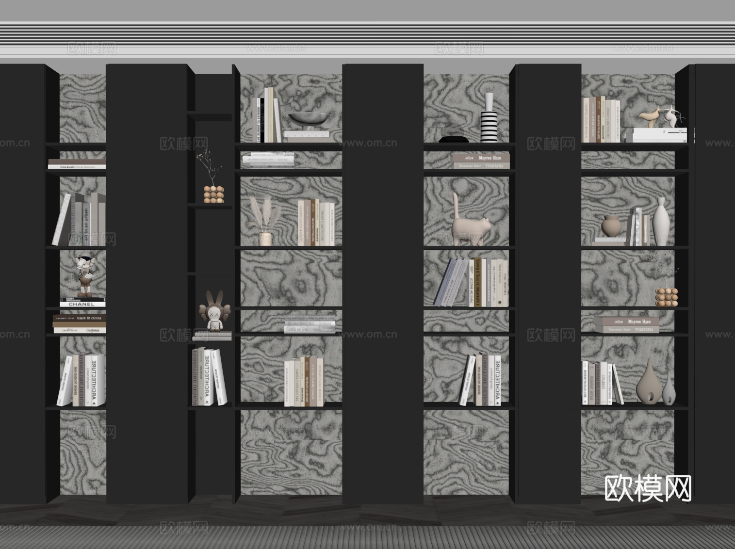 现代意式书柜 置物柜su模型