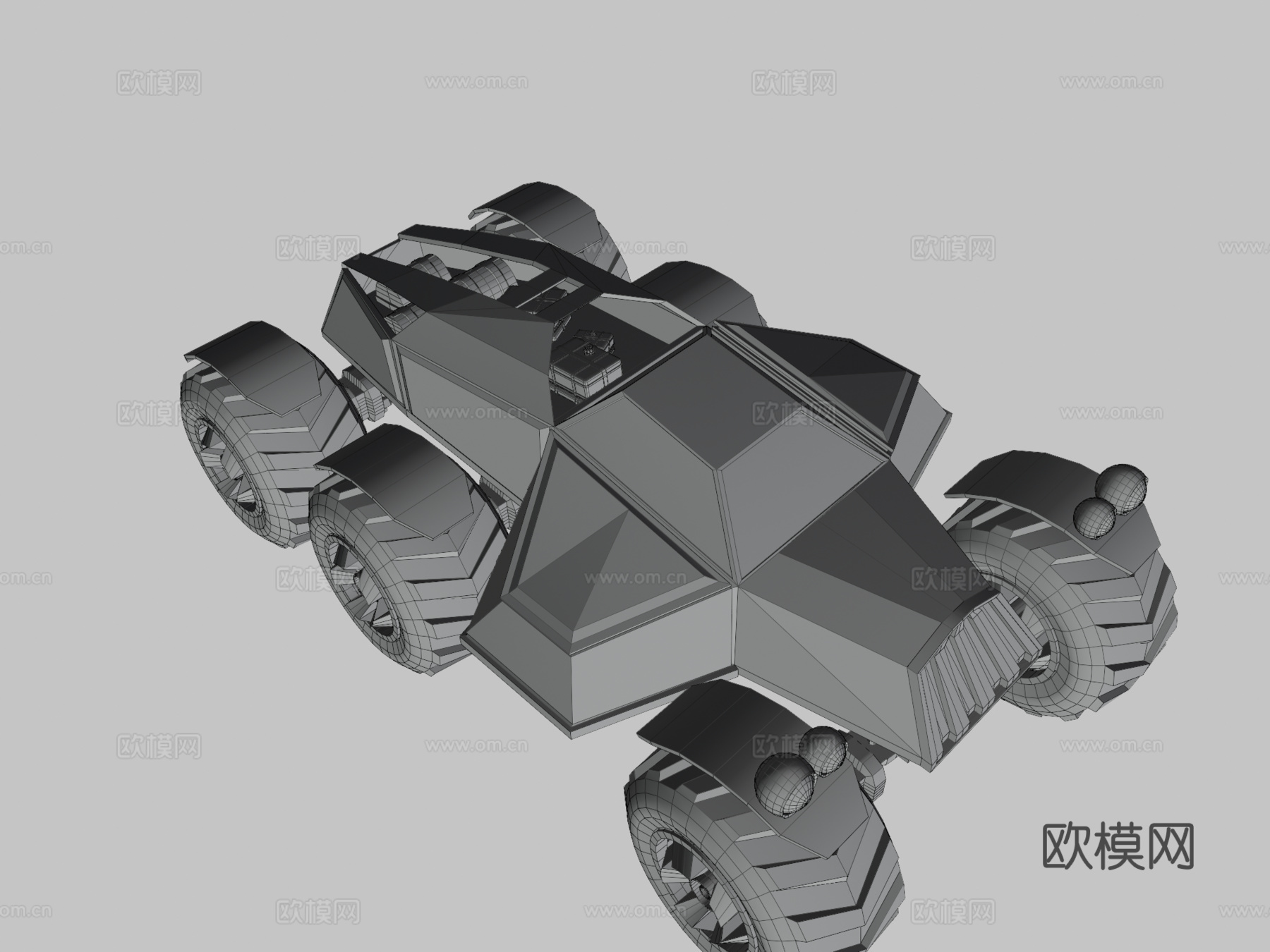 游戏艺术怪兽卡车3d模型下载（渲染图3）