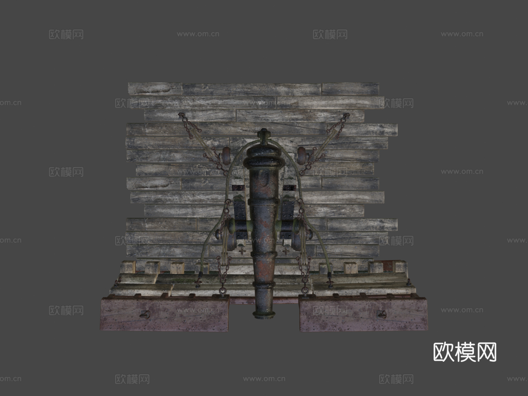 旧海军炮3d模型下载（渲染图8）