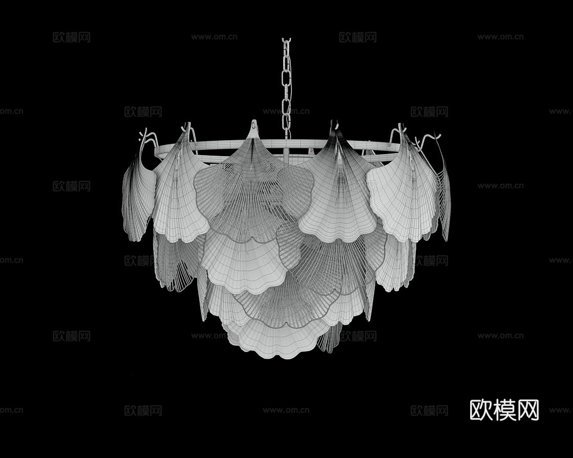 Cloyd 轻奢叶子吊灯3d模型下载（渲染图4）