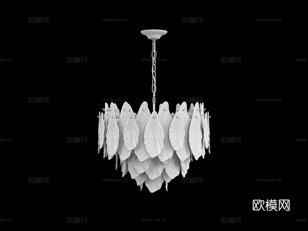 Cloyd 轻奢叶子吊灯3d模型下载（渲染图2）