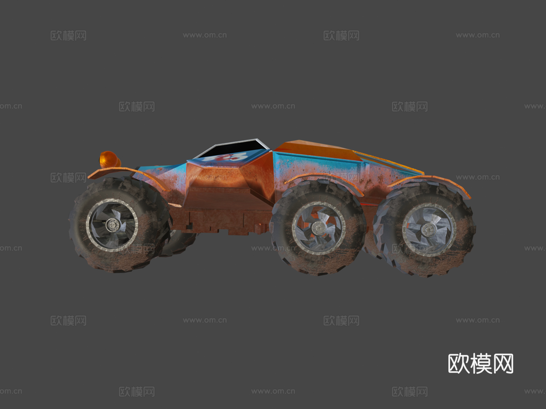 游戏艺术怪兽卡车3d模型下载（渲染图6）