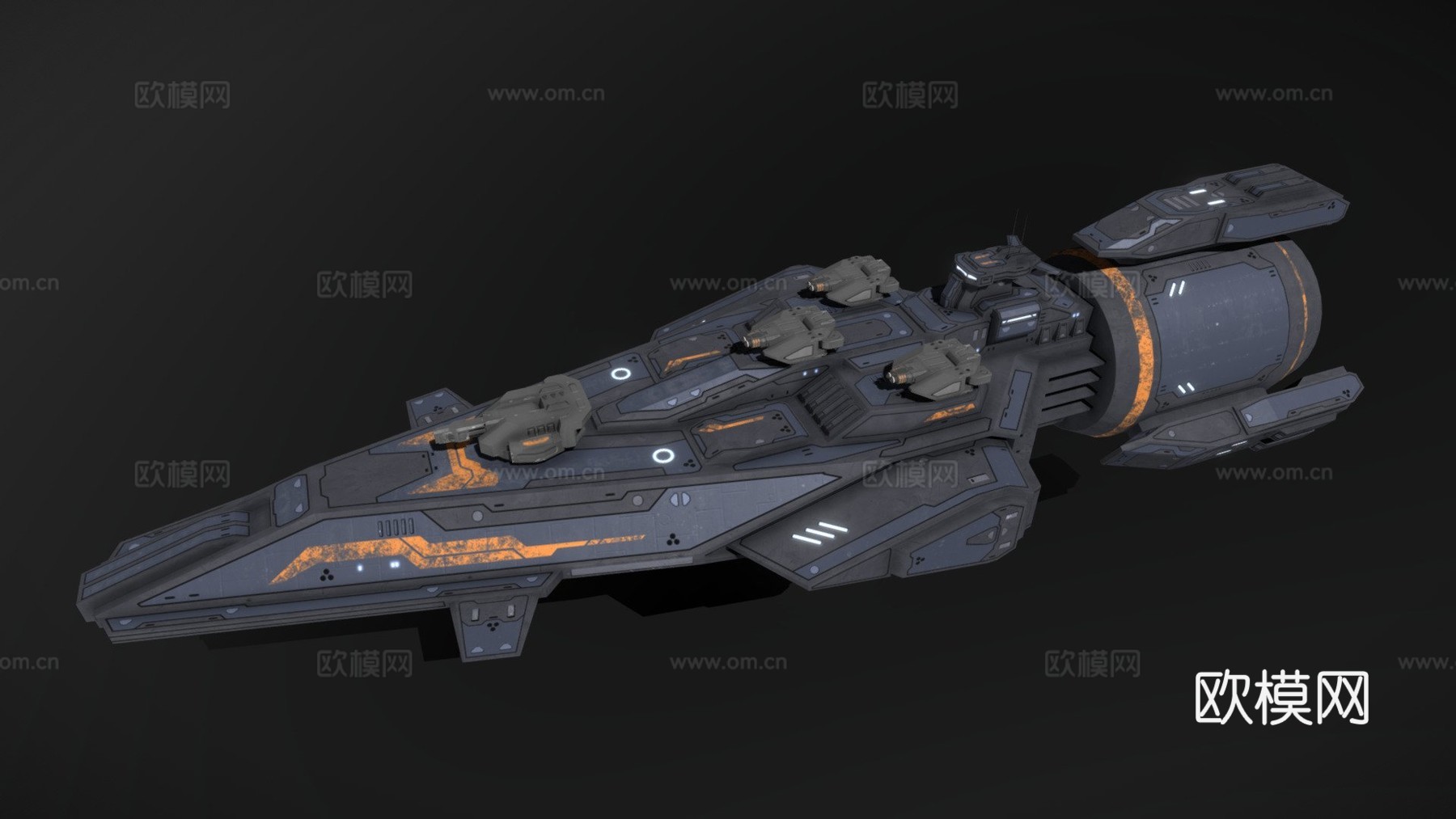 科幻轻型护卫舰水牛3d模型下载（渲染图1）