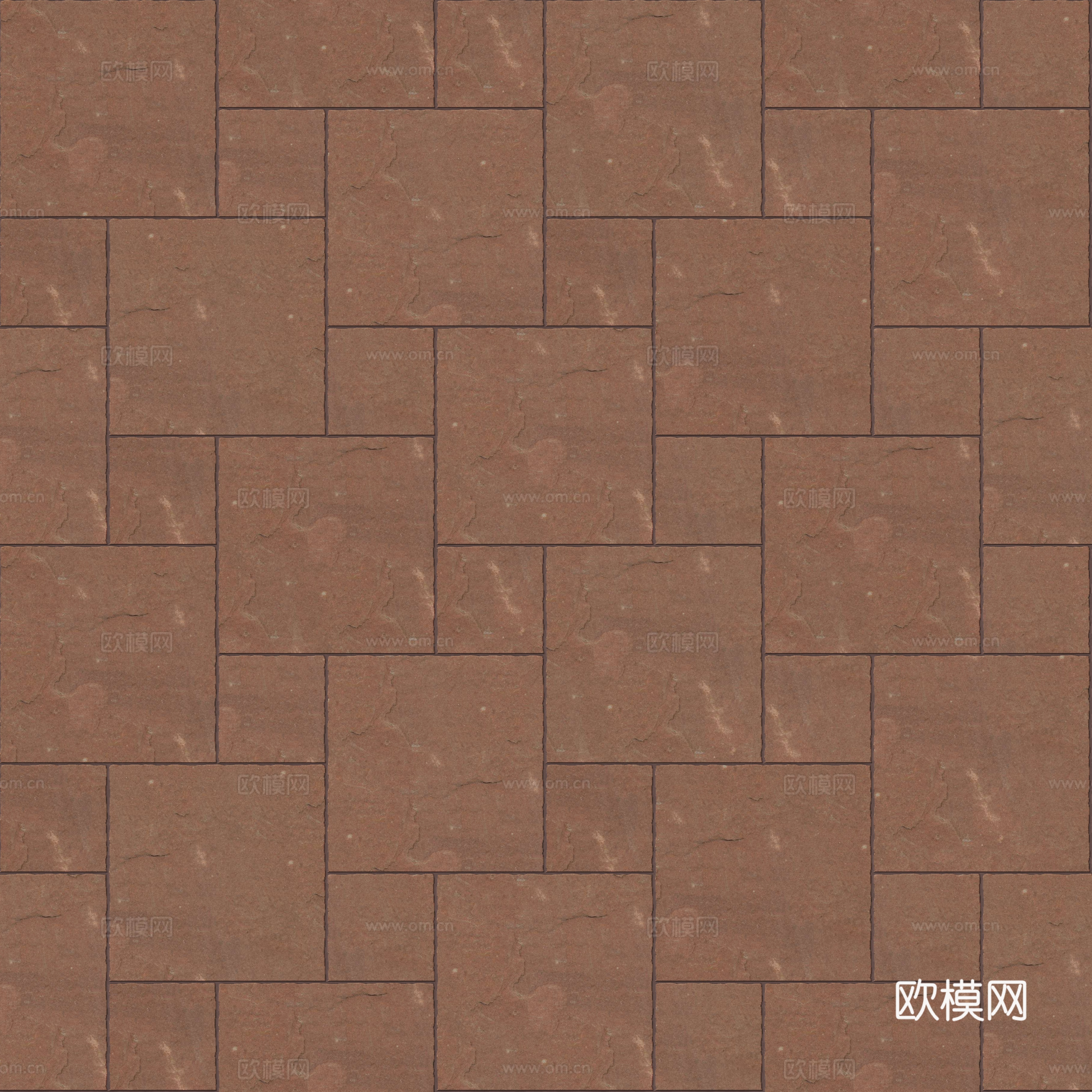 暗红色红色砂岩石板-大小错拼错缝6