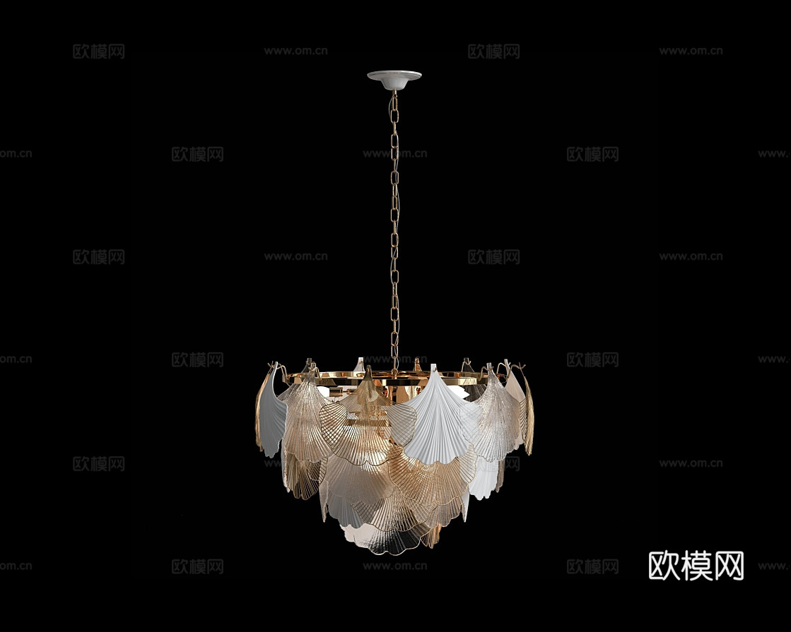 Cloyd 轻奢叶子吊灯3d模型下载（渲染图1）