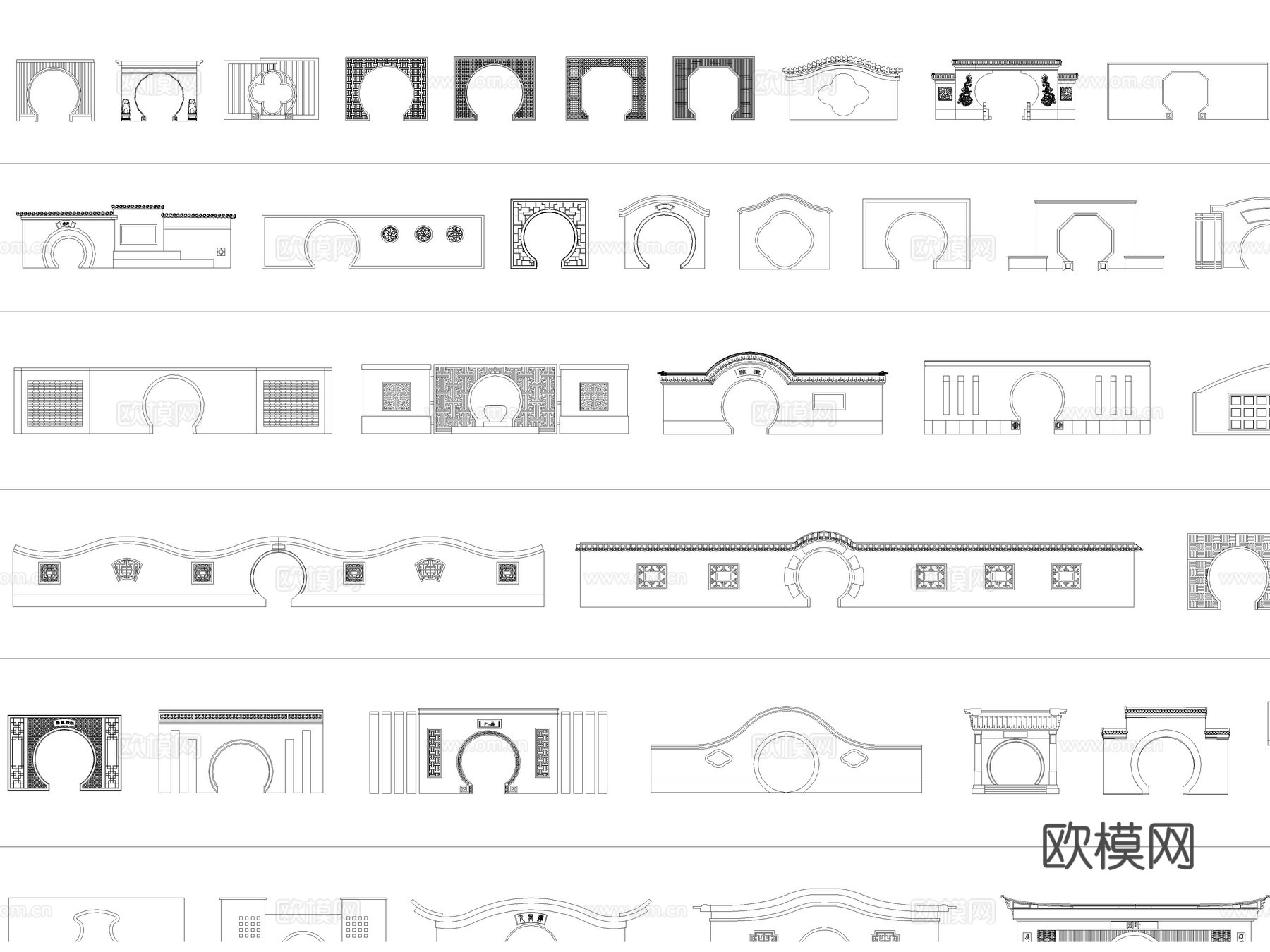 2026年最新月洞门宝瓶门海棠门CAD图库cad施工图