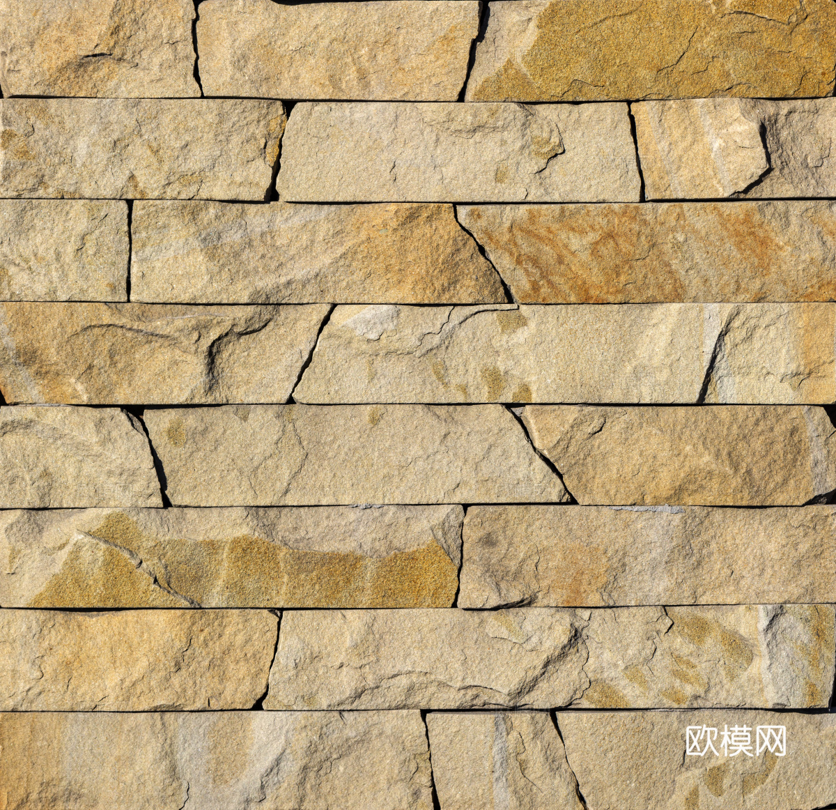 规则矩形形态干垒石，毛石墙面56