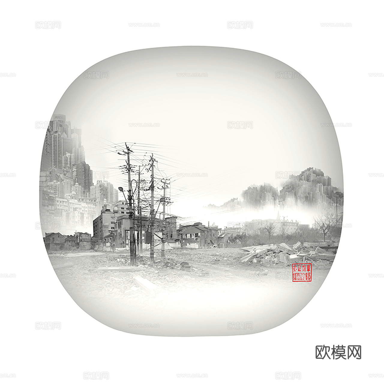 中式新中式挂画壁画水墨字画山水花鸟背景墙壁纸装饰画抽象画油画