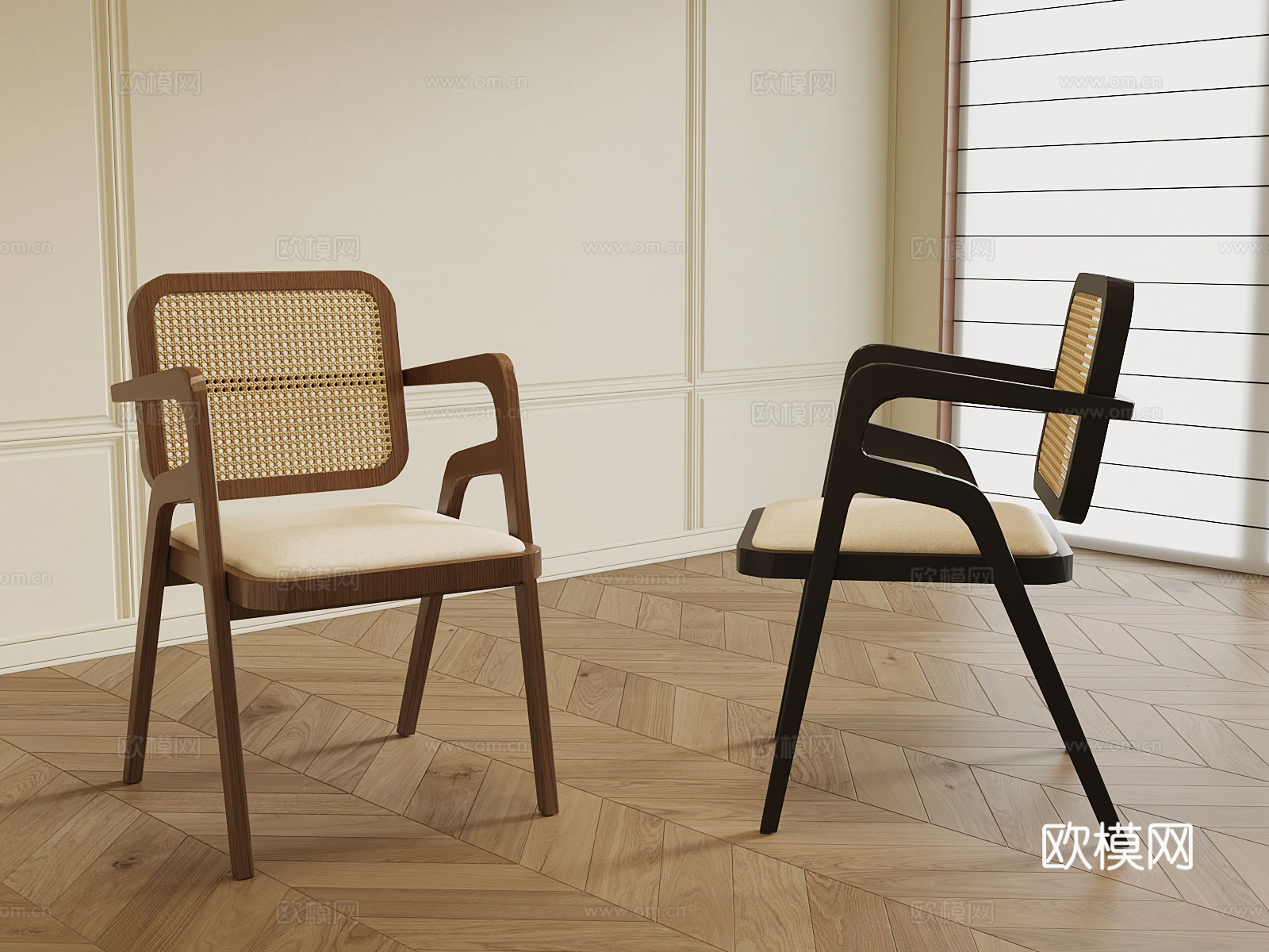 中古复古餐椅 单椅 椅子su模型