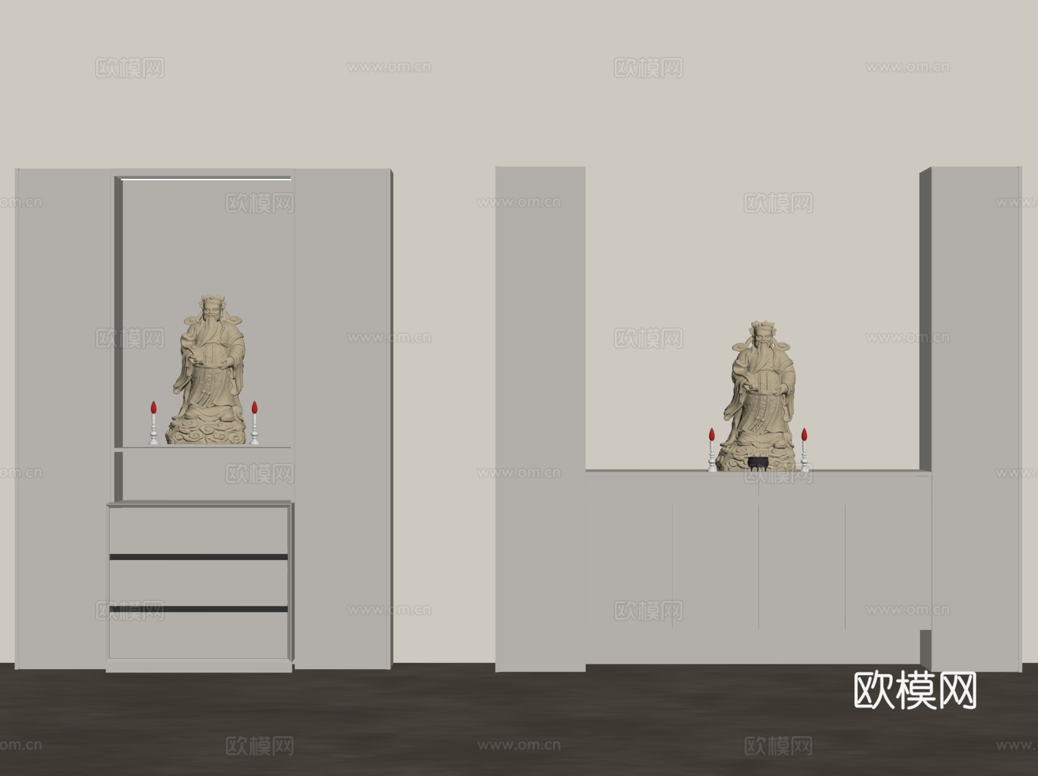 现代佛龛 佛像su模型