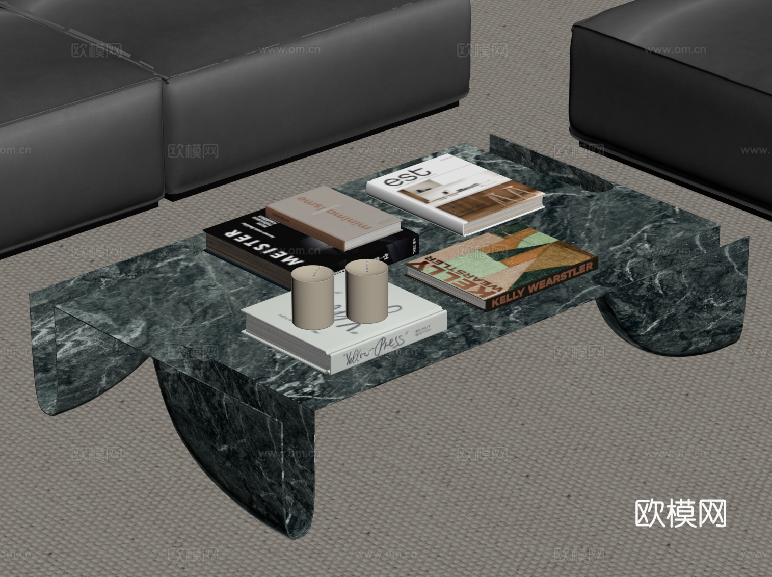 现代意式茶几 大理石茶几su模型