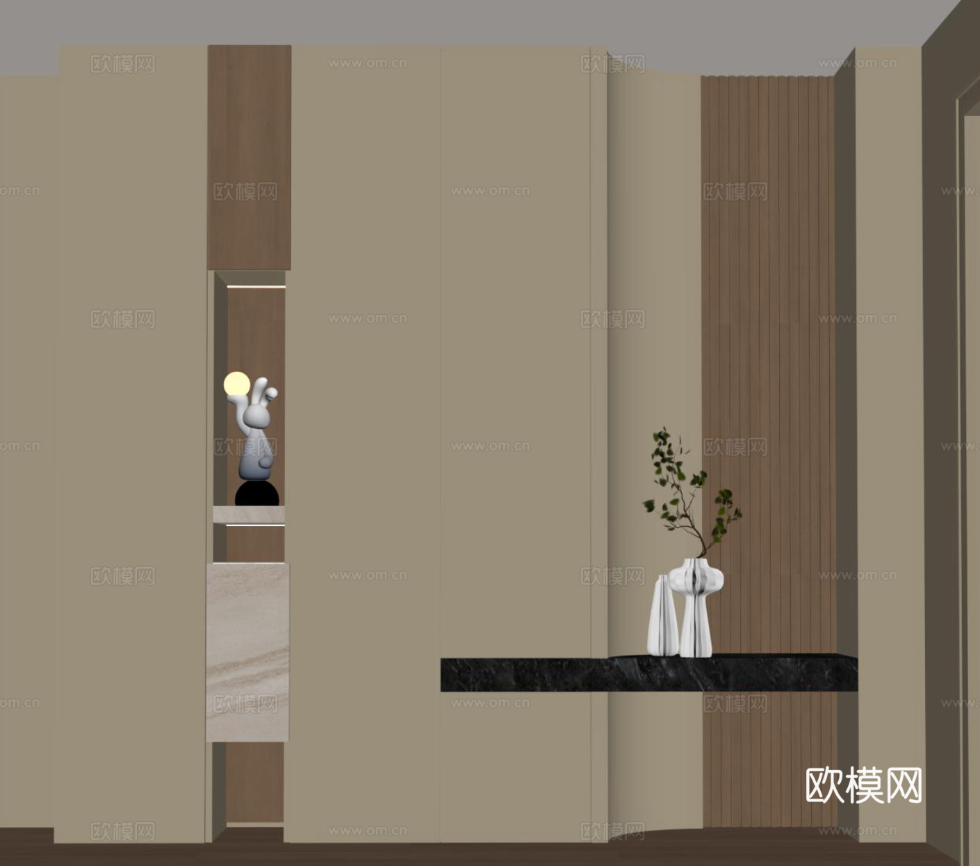 现代玄关 鞋柜su模型