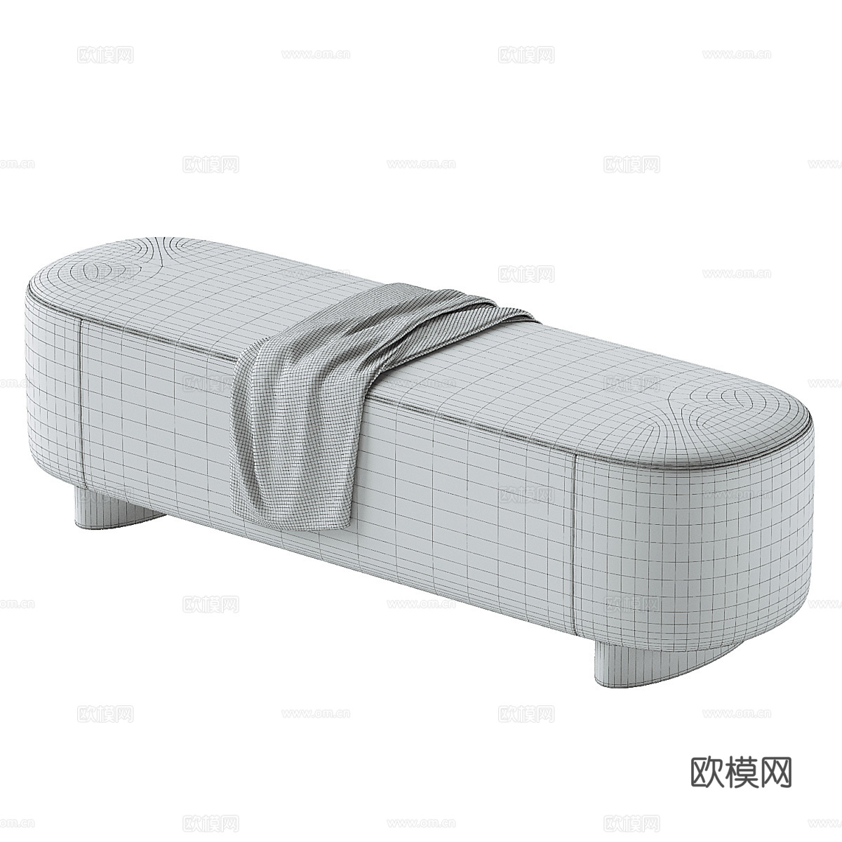 现代Teo布艺长凳3d模型下载（渲染图3）