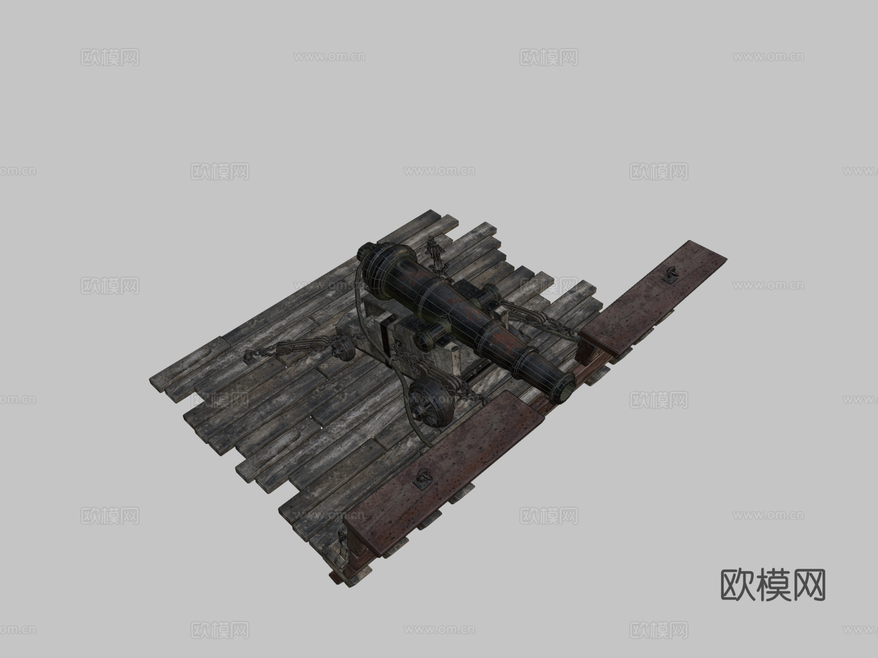 旧海军炮3d模型下载（渲染图2）