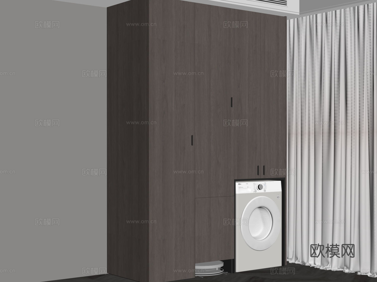 现代阳台柜 洗衣机柜su模型