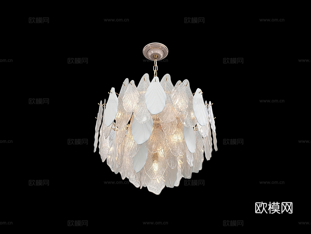 Cloyd 轻奢叶子吊灯3d模型下载（渲染图3）