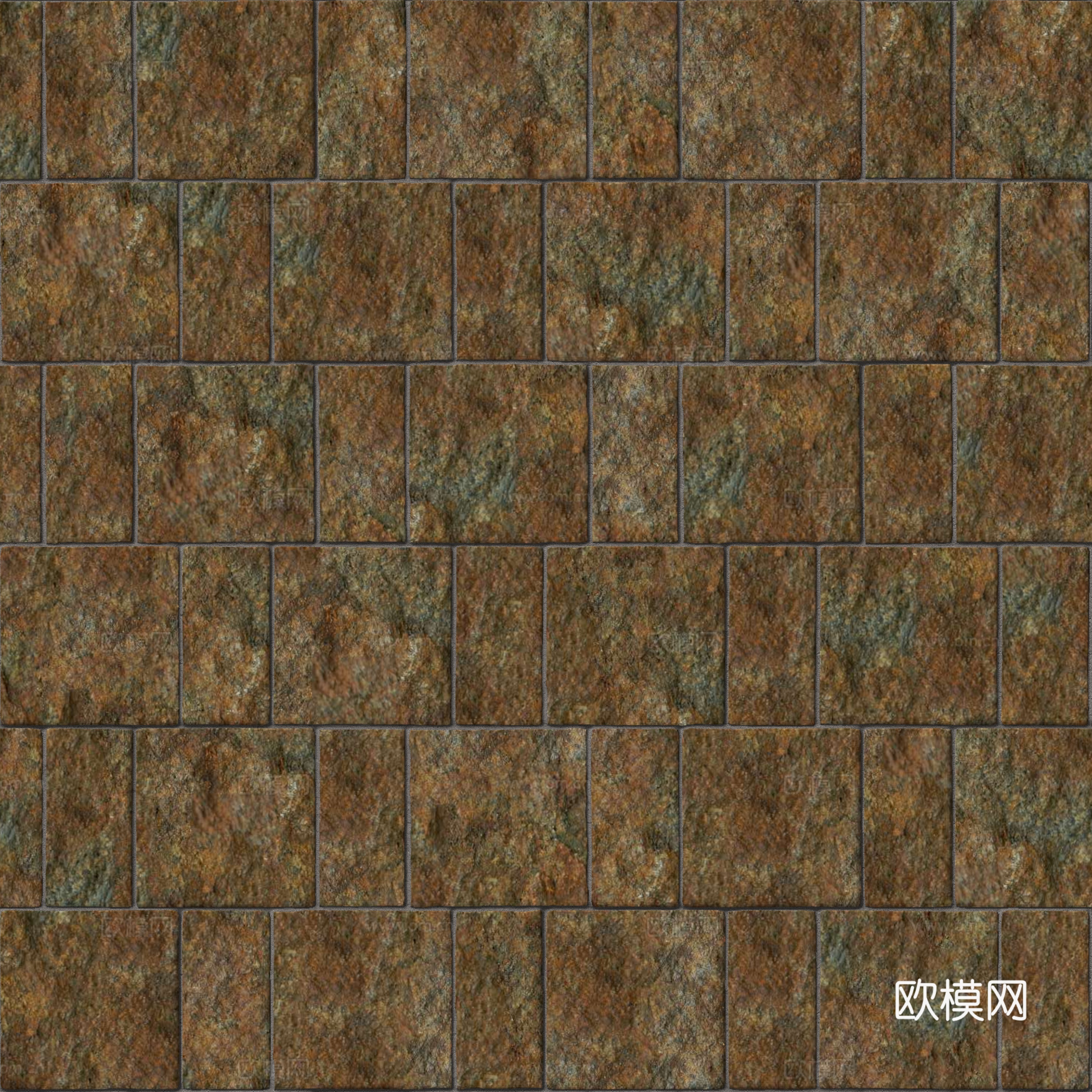 暗红色红色砂岩石板-宽窄间隔错缝21